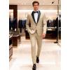 imageWULFUL Mens 2 Piece Slim Fit Suit Set One Button Blazer Jacket Pants Tuxedo Set for Prom Wedding and BusinessLight Brown