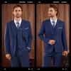 imageWULFUL Mens Slim Fit 3 Piece Suits Two Button Blazer Vest amp Pants Tuxedo Set for Business Wedding PartyNavy