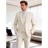imageWULFUL Mens Suit 3 Piece Slim Fit Suits for Men One Button Blazer Jacket Pants Tuxedo Suit Set for Prom Wedding and BusinessBeige