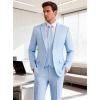 imageWULFUL Mens Suit 3 Piece Slim Fit Suits for Men One Button Blazer Jacket Pants Tuxedo Suit Set for Prom Wedding and BusinessLight Blue