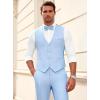 imageWULFUL Mens Suit 3 Piece Slim Fit Suits for Men One Button Blazer Jacket Pants Tuxedo Suit Set for Prom Wedding and BusinessLight Blue