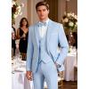 imageWULFUL Mens Suit 3 Piece Slim Fit Suits for Men One Button Blazer Jacket Pants Tuxedo Suit Set for Prom Wedding and BusinessLight Blue