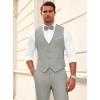 imageWULFUL Mens Suit 3 Piece Slim Fit Suits for Men One Button Blazer Jacket Pants Tuxedo Suit Set for Prom Wedding and BusinessLight Grey