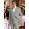 imageWULFUL Mens Suit 3 Piece Slim Fit Suits for Men One Button Blazer Jacket Pants Tuxedo Suit Set for Prom Wedding and BusinessLight Grey