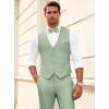 imageWULFUL Mens Suit 3 Piece Slim Fit Suits for Men One Button Blazer Jacket Pants Tuxedo Suit Set for Prom Wedding and BusinessSage Green