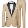 imageWULFUL Mens 2 Piece Slim Fit Suit Set One Button Blazer Jacket Pants Tuxedo Set for Prom Wedding and BusinessLight Brown