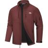 imageWULFUL Mens Lightweight Softshell Jacket Warm Fleece Lined Windbreaker Waterproof Rain Jacket for Winter Outdoor HikingWine Red