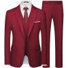 imageWULFUL Mens Slim Fit 3 Piece Suits Two Button Blazer Vest amp Pants Tuxedo Set for Business Wedding PartyRed