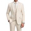imageWULFUL Mens Suit 3 Piece Slim Fit Suits for Men One Button Blazer Jacket Pants Tuxedo Suit Set for Prom Wedding and BusinessBeige