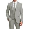 imageWULFUL Mens Suit 3 Piece Slim Fit Suits for Men One Button Blazer Jacket Pants Tuxedo Suit Set for Prom Wedding and BusinessLight Grey