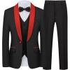 imageBoys 5 Pieces Tuxedo Suit Set Kids Suits Shawl Collar Jacket Pant Vest Pant and Bow Tie for Wedding Ring Bearer Party PromBlackred Lapel
