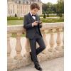 imageBoys 5 Pieces Tuxedo Suit Set Kids Suits Shawl Collar Jacket Pant Vest Pant and Bow Tie for Wedding Ring Bearer Party PromDark Grey