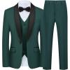 imageBoys 5 Pieces Tuxedo Suit Set Kids Suits Shawl Collar Jacket Pant Vest Pant and Bow Tie for Wedding Ring Bearer Party PromDeep Green