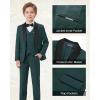imageBoys 5 Pieces Tuxedo Suit Set Kids Suits Shawl Collar Jacket Pant Vest Pant and Bow Tie for Wedding Ring Bearer Party PromDeep Green