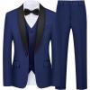 imageBoys 5 Pieces Tuxedo Suit Set Kids Suits Shawl Collar Jacket Pant Vest Pant and Bow Tie for Wedding Ring Bearer Party PromNavy