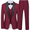 imageBoys 5 Pieces Tuxedo Suit Set Kids Suits Shawl Collar Jacket Pant Vest Pant and Bow Tie for Wedding Ring Bearer Party PromWine Red