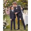 imageWULFUL Boys Formal Suit SetSlim Fit Blazer Dress Shirt Pants with Bow Tie 616 YearsDark Grey