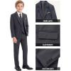 imageWULFUL Boys Formal Suit SetSlim Fit Blazer Dress Shirt Pants with Bow Tie 616 YearsDark Grey