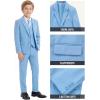 imageWULFUL Boys Formal Suit SetSlim Fit Blazer Dress Shirt Pants with Bow Tie 616 YearsLight Blue