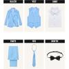 imageWULFUL Boys Formal Suit SetSlim Fit Blazer Dress Shirt Pants with Bow Tie 616 YearsLight Blue