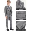 imageWULFUL Boys Formal Suit SetSlim Fit Blazer Dress Shirt Pants with Bow Tie 616 YearsLight Grey