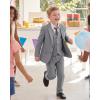 imageWULFUL Boys Formal Suit SetSlim Fit Blazer Dress Shirt Pants with Bow Tie 616 YearsLight Grey