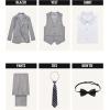 imageWULFUL Boys Formal Suit SetSlim Fit Blazer Dress Shirt Pants with Bow Tie 616 YearsLight Grey