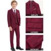 imageWULFUL Boys Formal Suit SetSlim Fit Blazer Dress Shirt Pants with Bow Tie 616 YearsRed