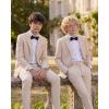 imageWULFUL Boys Slim Fit Formal Suit Set3 Piece Suit with Extra Bow Tie for Boys Teens Wedding Casual Summer OutfitBeige