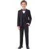 imageWULFUL Boys Suits 5Piece Tuxedo Suit Set Jacket Pants Shirt Vest amp Bow Tie for Kids Wedding Ring Bearer PartyBlack
