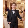 imageWULFUL Boys Suits 5Piece Tuxedo Suit Set Jacket Pants Shirt Vest amp Bow Tie for Kids Wedding Ring Bearer PartyBlack