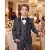 imageWULFUL Boys Suits 5Piece Tuxedo Suit Set Jacket Pants Shirt Vest amp Bow Tie for Kids Wedding Ring Bearer PartyDark Grey