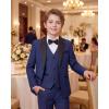 imageWULFUL Boys Suits 5Piece Tuxedo Suit Set Jacket Pants Shirt Vest amp Bow Tie for Kids Wedding Ring Bearer PartyNavy
