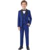 imageWULFUL Boys Suits 5Piece Tuxedo Suit Set Jacket Pants Shirt Vest amp Bow Tie for Kids Wedding Ring Bearer PartyRoyal Blue