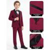 imageWULFUL Boys Suits 5Piece Tuxedo Suit Set Jacket Pants Shirt Vest amp Bow Tie for Kids Wedding Ring Bearer PartyWine Red