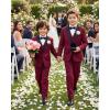 imageWULFUL Boys Suits 5Piece Tuxedo Suit Set Jacket Pants Shirt Vest amp Bow Tie for Kids Wedding Ring Bearer PartyWine Red