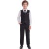 imageWULFUL Boys Suits 5Pieces Formal Slim Fit Tuxedo Suit SetTeen Suits for Wedding Ring Bearer Church OutfitBlack
