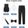 imageWULFUL Boys Suits 5Pieces Formal Slim Fit Tuxedo Suit SetTeen Suits for Wedding Ring Bearer Church OutfitBlack
