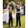 imageWULFUL Boys Suits 5Pieces Formal Slim Fit Tuxedo Suit SetTeen Suits for Wedding Ring Bearer Church OutfitBlack
