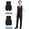 imageWULFUL Boys Suits 5Pieces Formal Slim Fit Tuxedo Suit SetTeen Suits for Wedding Ring Bearer Church OutfitBlack