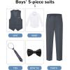 imageWULFUL Boys Suits 5Pieces Formal Slim Fit Tuxedo Suit SetTeen Suits for Wedding Ring Bearer Church OutfitDark Grey