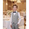 imageWULFUL Boys Suits 5Pieces Formal Slim Fit Tuxedo Suit SetTeen Suits for Wedding Ring Bearer Church OutfitLight Grey