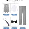 imageWULFUL Boys Suits 5Pieces Formal Slim Fit Tuxedo Suit SetTeen Suits for Wedding Ring Bearer Church OutfitLight Grey