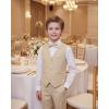 imageWULFUL Boys Suits 5Pieces Formal Slim Fit Tuxedo Suit SetTeen Suits for Wedding Ring Bearer Church OutfitLight Khaki