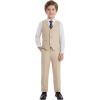 imageWULFUL Boys Suits 5Pieces Formal Slim Fit Tuxedo Suit SetTeen Suits for Wedding Ring Bearer Church OutfitLight Khaki