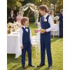 imageWULFUL Boys Suits 5Pieces Formal Slim Fit Tuxedo Suit SetTeen Suits for Wedding Ring Bearer Church OutfitNavy