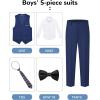 imageWULFUL Boys Suits 5Pieces Formal Slim Fit Tuxedo Suit SetTeen Suits for Wedding Ring Bearer Church OutfitNavy