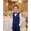 imageWULFUL Boys Suits 5Pieces Formal Slim Fit Tuxedo Suit SetTeen Suits for Wedding Ring Bearer Church OutfitNavy