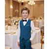 imageWULFUL Boys Suits 5Pieces Formal Slim Fit Tuxedo Suit SetTeen Suits for Wedding Ring Bearer Church OutfitSea Blue