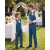 imageWULFUL Boys Suits 5Pieces Formal Slim Fit Tuxedo Suit SetTeen Suits for Wedding Ring Bearer Church OutfitSea Blue
